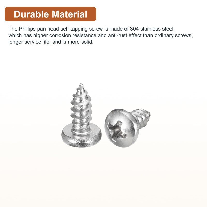DTGN #8x3/8 Phillips Pan Head Self-Tapping Screw - 100Pack -