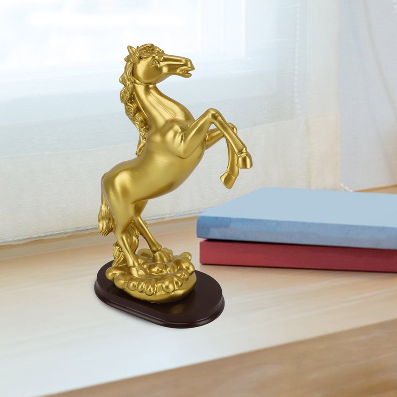 Horse Statue Gold Synthesized Resin Unique Horse Art Figurine for