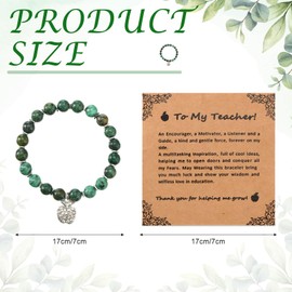 Ecation 12 Pcs Teacher Appreciation Gifts for Women Teacher Gifts Bulk Natural Stone Apple Bracelets with Message Card Thank You Elastic Bead Bracelet Appreciation Week Christmas from Student