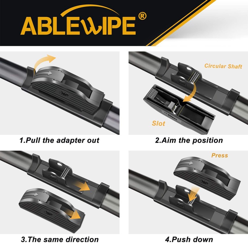 ABLEWIPE Windshield wiper baldes, 24" + 16" Beam Wiper Windshield