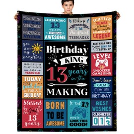 13 Year Old Boy Gifts, 13 Year Old Boy Birthday Gift Ideas 50x60 Inch 13 Year Birthday Throw Blanket Son Grandson Gifts from Mom Dad Grandparents