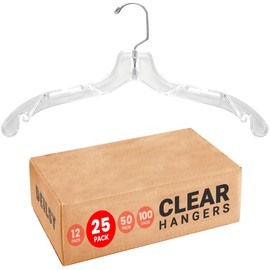 DEILSY™ Clear Plastic Hangers 25 Pack - Durable Clothes Hanger for Wardrobe Organization, Essential Plastic Hanger for Garments, Versatile Coat Hangers for Home and Retail Use