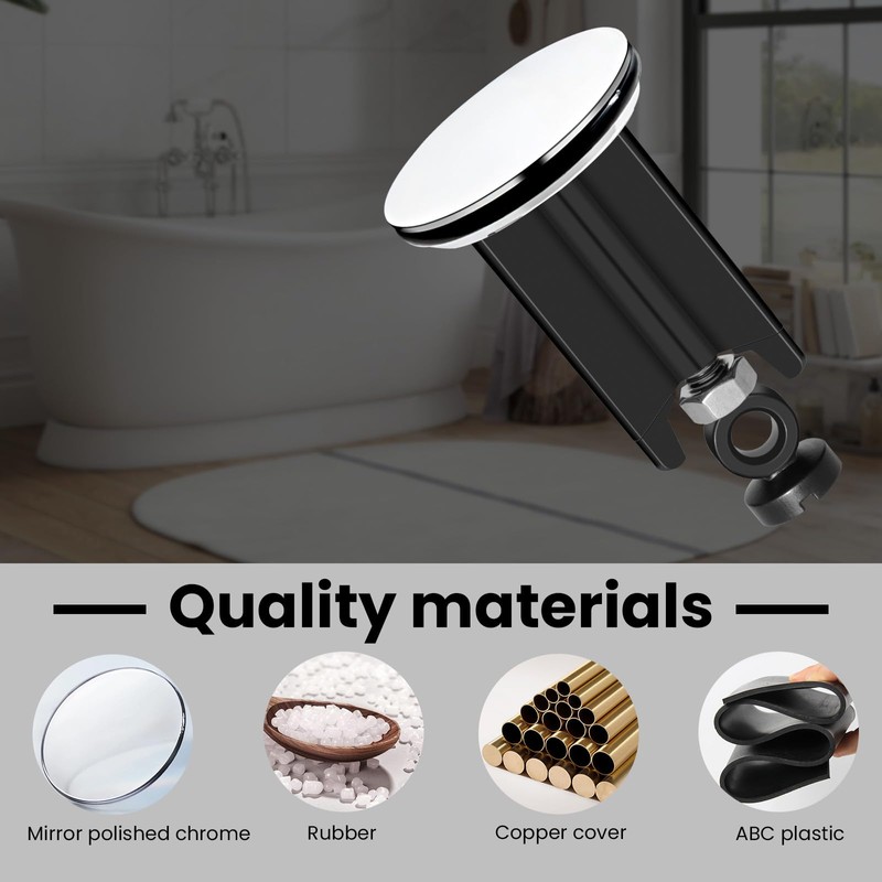 40mm Pop Up Sink Plug Replacement, Adjustable Height Rust-Proof and