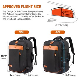 LOVEVOOK Carry on Backpack, 40L Travel Backpack for Women Men Airline Approved, Expandable Large Suitcase Backpacks With 4 Packing Cubes, Aer Travel Pack 3, Water Resistant Weekender Bag