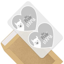 Awesome 2 x Heart Stickers 10 cm - BW - No Prob Llama Funny Quote Alpaca Fun Decals for Laptops,Tablets,Luggage,Scrap Booking,Fridges #37669