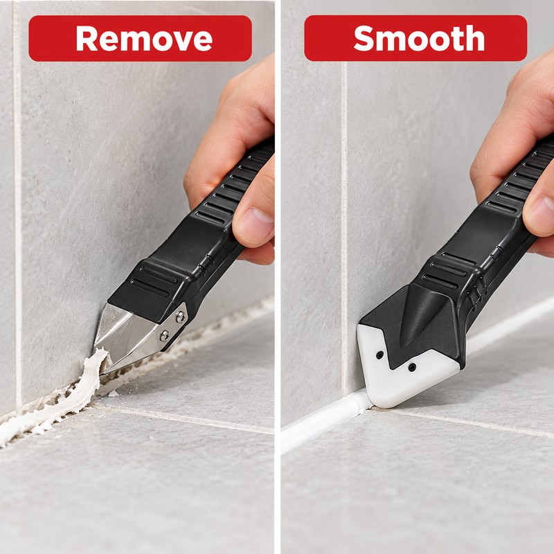 3-in-1 Silicone Caulking Tool Kit, 9-Piece Sealant Remover, Smoothing Scraper