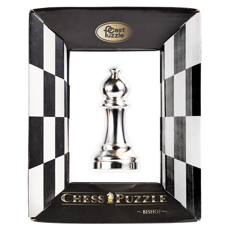 EUREKA 473684 Bishop Cast Chess Game, Silver