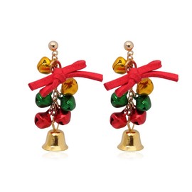 Jingle Bell Dangle Earrings for Women Girls Christmas Earrings Dangle Stud Earrings Dangle Charm Christmas Earrings Gifts, Metal, New