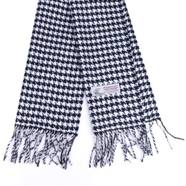 TZ Promise Herringbone Houndstooth Checked Pattern Cashmere Feel Classic Soft Luxurious Winter Scarf For Men Women (Houndstooth White)