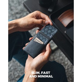 VULKIT Credit Card Holders for Men Pop-up Card Wallet RFID Blocking Slim Metal Cards Wallet with Leather Cash Slots, Black