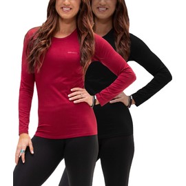 DEVOPS Women's 2 Pack Thermal Long Sleeve Shirts Compression Baselayer Tops
