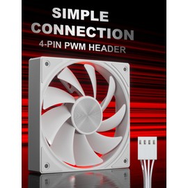 upHere 120mm Computer Case Fan with PWM 4-Pin Interface High Performance Cooling Low Noise for Enhanced PC Cooling White U3T1