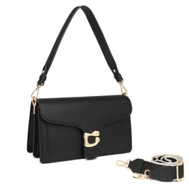 Travistar Small Crossbody Bags for Women - Leather Trendy Cross Body Purse Black Shoulder Bag Elegant Satchel Handbags Designer Evening Clutch Purses with 2 Straps Clutch Purses with 2 Straps