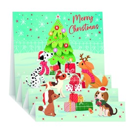 General 3D Pop Up Christmas Card - Special Finishes- Festive Tree, Dogs and Presents - Made in the UK - Eco-Friendly