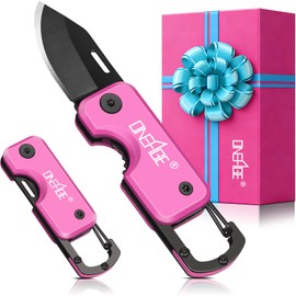 Pink Pocket Knife for Women - Stocking Stuffers for Christmas, Mothers Day Gifts, Keychain Edc with 1.62inch Blade - Small Folding Knives for Everyday Carry, Box Cutter - Gadgets for Camping Hiking