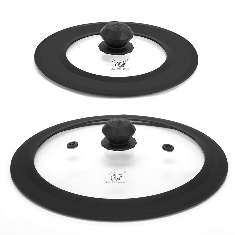 Set of 2 Vented Tempered Glass Universal Lid for Pot