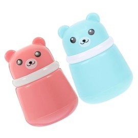 Caja de Talco para Bebe 2 Puff de Esponja y Diseño de Oso, Almacenamiento Seguro de Polvo para Recién Nacidos y Bebés Material Compuesto y Pp