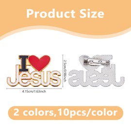 DICOSMETIC 20 Stück 2 Farben Ich Liebe Jesus Broschen Pin Religiöser Christlicher Emaille Anstecker Bibel Reversnadel Legierung Abzeichen Brosche Für Frauen Männer