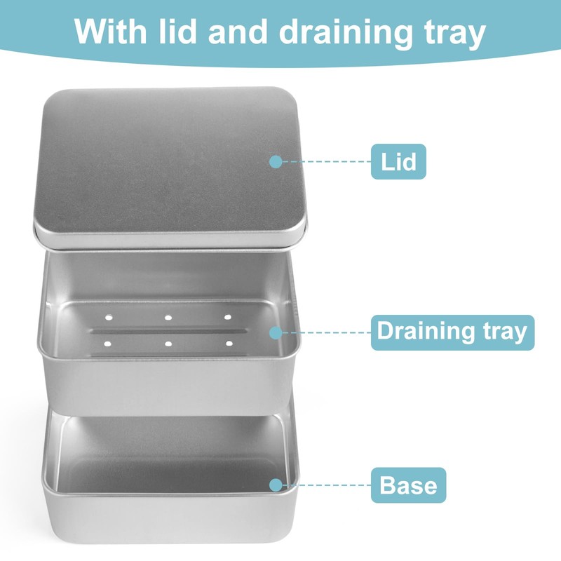 3pcs Soap Tin, 180 ml/150 ml, Aluminum, with 3 Soap