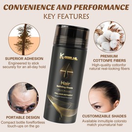Natural Instant Hair Fibres Thickening with Keratin，Hair Filler-Bald Patch Cover & Thinning Hair Concealer, Fine Hair for an Instantly Fuller,Waterproof,Sweatproof,Long-Lasting (Light Brown)