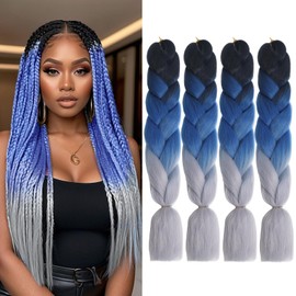 Yebo 4Pcs Jumbo Braiding Hair Extensions 24Inch 3Tones Braiding Hair Coloured Hair For Braiding Synthetic Braids Extensions Hair For Women