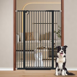 Fairy Baby 51.18" Extra Tall Cat Gate for Doorway, 29.5"-40.5" Extra Wide Pet Gate Dog Barrier Indoor for Cats Dogs, Kid Puppy Dog Gate No Jumping Over & No Climb, Metal Child Safety Proof Gate, Black