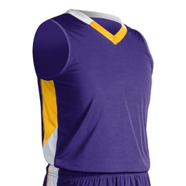 Champro Men's Standard Rebel Basketball Jersey, Purple, Gold, White, Adult Small