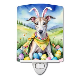 Caroline's Treasures Whippet Easter Egg Hunt Ceramic Night Light Compact, UL-Certified, Ideal for Bedroom, Bathroom, Nursery, Hallway, Kitchen, 6x4x3, Multicolor