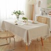 meioro Tablecloths Striped Tassel Table Cloth Rectangular Tablecloth Cotton Linen