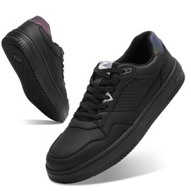 SPIEZ Non Slip Shoes for Men Women, Waterproof Oilproof Food Service Shoes for Kitchen Chef Restaurant Black US4.5-13.5