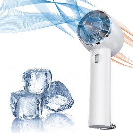 QHQ Ice Cooling Handheld Fan, Refrigerating Ice Cooling Pad Built-in Mini Turbine Portable Air Conditioner Fan