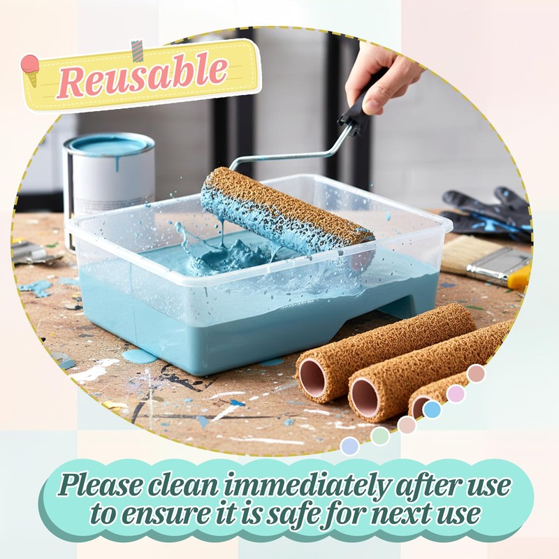 4 Pcs 9 Inch Textured Paint Roller Covers Mud Rollers