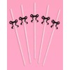 xo, Fetti Black Bow Reusable Straws, 12pcs - Clear Glitter