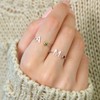 925 Sterling Silver Initial Letter Birthstone Rings for Women Adjustable