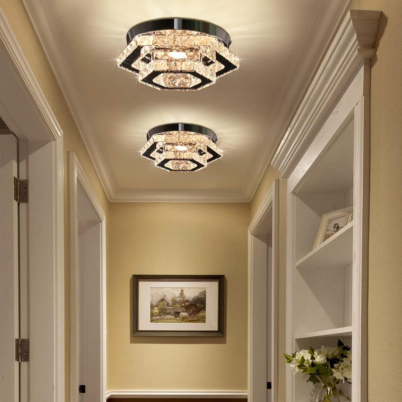 CXGLEAMING Modern Chandelier Crystal Flush Mount Ceiling Light LED Pendant