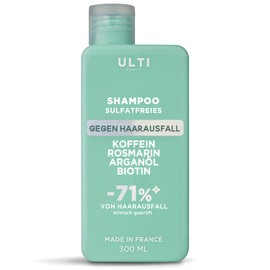 Ulti Paris Anti-Hair Loss Shampoo 300 ml | Caffeine, Rosemary, Argan Oil and Biotin | Sulphate Free - 71% Reduction of Hair Loss | Made in France