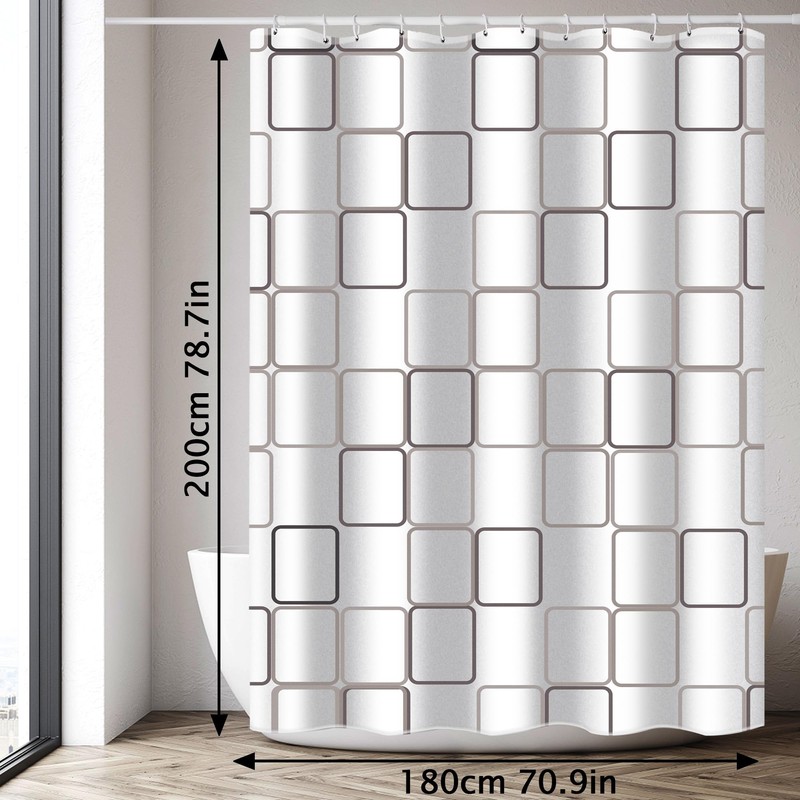 GRICOL Shower Curtain Waterproof Polyester Fabric Washable Bath Curtain with