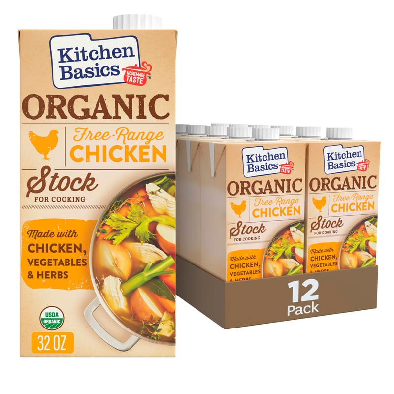 Kitchen Basics Organic Free Range Chicken Stock, 32 oz (Pack