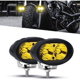 X-STYLE 20W LED Work Light, Yellow 12 V, 24 V, Narrow Angle, Forklift, Car Exterior Light, Agricultural Machinery, Auxiliary Light, Fog Light, Round Shape, Set of 2 (Yellow)