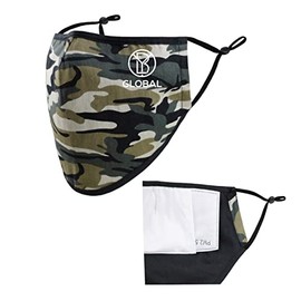 Cotton Fabric Reusable Beard Face mask For Bearded Men With Nose Wire And Filter Pocket Three Layers Adjustable Reusable Washable (Camouflage, Short)