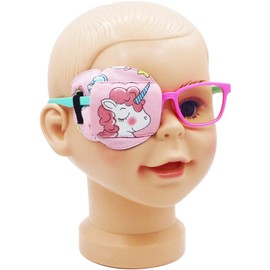 Parche para ojos astrópico 3D de algodón y seda para niños | Parche para ojos para niñas | Parche médico para niños con ojo perezoso (unicornio rosa, ojo derecho)