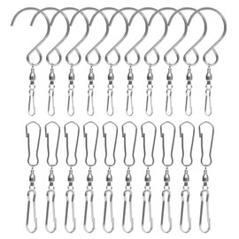 SAVITA 20pcs Spinner Swivel Hooks, Dual Wind Spinner Swivel Hook 360 Degree Rotating Wind Spinner Swivel Wind Chime Hanger for Wind Spinner Windmill Crystal Winders (2 Styles, Silver)