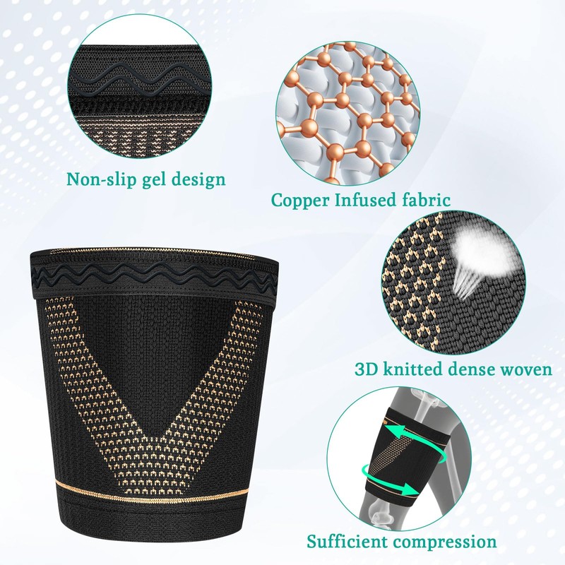 Hamstring Compression Sleeve (Pair) – Copper Thigh Support for Women