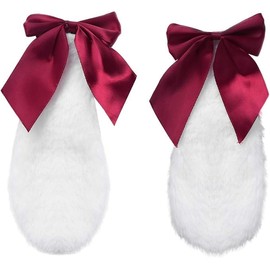 1 Pair Girls Bunny Plush Lop Ears Hair Clip Rabbit Furry Ears Ribbon Bow-knot Hair Hairpin Cosplay Headwear Easy to Wear Ornaments,and Accessories Clips and Barrettes Accessories (Red)