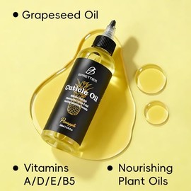 Set de aceite para cutículas a granel, botella aplicadora de 200 ml con 5 bolígrafos recargables de viaje, aroma a piña, hidrata y suaviza las cutículas secas, ideal para usuarios frecuentes