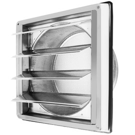 Dazhtu 100 mm Ventilation Grille with Check Flap, Slats and Weather Protection Grille, Ideal for External Wall Mounting of Ventilation Systems and Cooker Hoods with Rubber Seal and Screws