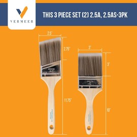 Vermeer 2-Pack - 3" Flat and 2.5" Angle Brush Set for All Latex and Oil Paints & Stains