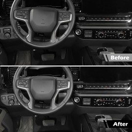 RT-TCZ for Silverado Headlight AC Knob Trim Rings for Chevy Silverado 2022 Up Black Interior Accessories 5pcs