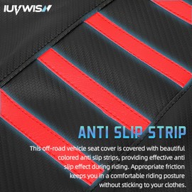 IUVWISN Motorcycle Ribbed Seat Cover for CRF50 CRF50F XR50 CRF 50 50F XR 50 Dirt Pit Bike Wrap Soft Seat Cushion Covers Protection Red