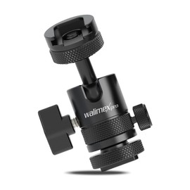 Walimex Pro Multi Mini Ball Head with Hot Shoe and 1/4 Inch Connection I Swivel 180° on Both Sides I for Cameras, Tripods, Microphones, LEDs I Aluminium Tripod Head Single Shoe I Maximum Load 5 kg